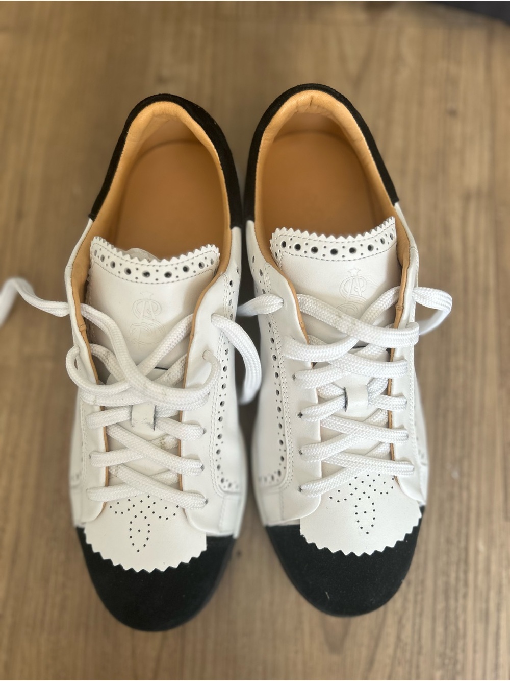 Office of Angela Scott The Elliot sneakers white leather black toe brogue. Sz 40 - Picture 4 of 8
